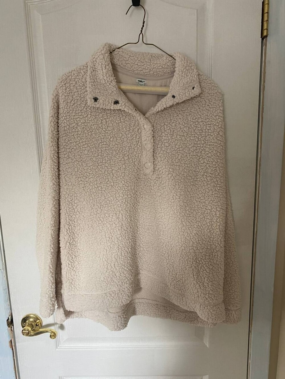 Aerie Fuzzy Teddy Bear White Quarter Zip Size Medium
